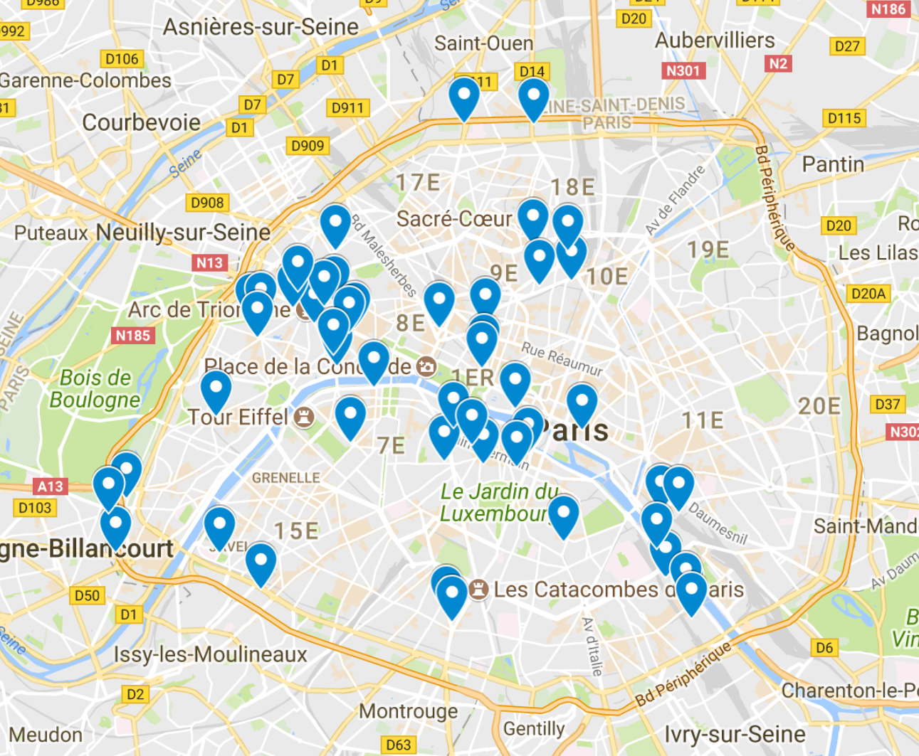 Carte Opendata des parkings compatibles poussettes doubles Jumeaux et